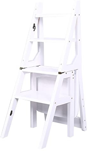 Sedia a scaletta in legno per uso domestico Sedia a scaletta pieghevole in legno - Sgabello a scaletta portatile pieghevole - Scaffale per libreria Scaffale per piante per riporre oggetti e decorazi
