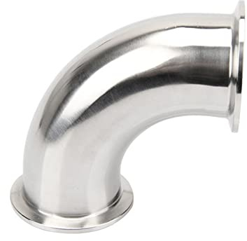 KAYOUDE Dreifach-Klemmringverschraubung 1/2'' 3/4'' 1'' 1,5'' 2'' 2, 3'' 4'' Edelstahl 304 316L, hygienisch, 90°-Winkel, Stück(SS 304,25mm x Ferrule 50.5)