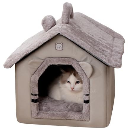 Protoence Lit pour Chats,Nid De Sommeil en Tente avec Matelas Épais Et Chaud | Maison pour Chats Douce Et Chaude avec Tente Et Lit,pour Les Chatons Les Chiots Les Animaux Les Petits Chiens pour L