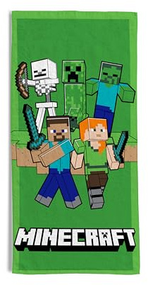 hermet, Telo Mare Minecraft, 70x140 cm, Asciugamano da Spiaggia o Piscina, 100% Morbido Cotone, Pratico e Leggero