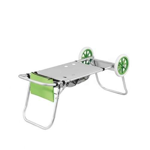 KiBcsLic Carrello Portapacchi Pieghevole in Alluminio Leggero Carrello da Spiaggia Pieghevole Robusto Trolley Portapacchi per Shopping, Verde Chiaro