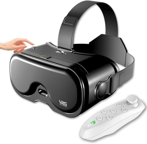 VR Headset with Controller for Smartphones, Adjustable 3D VR Glasses (Myopia 0-700°),Virtual Reality Headset Assistive touch screen, Blue light Eye Protected,Compatible with Android/iOS (5-7)