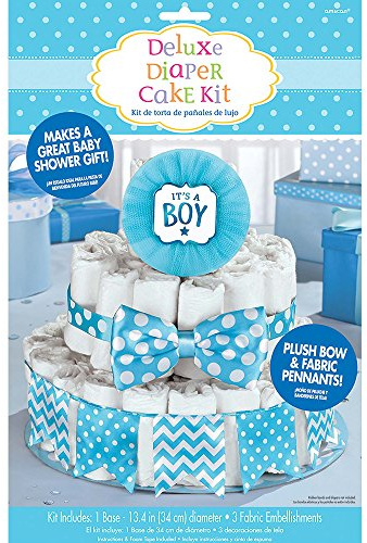 Amscan 10023014 Party Supplies Blue It's A Boy Baby Shower Diaper Cake Decorating Kit, Cotton, Multicolor, 13 1/4Dia