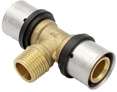Pipetec Pressfitting T Stück 26x3 1/2 Zoll Aussengewinde TH Kontur Verbundrohr, DVGW, TH-Profil