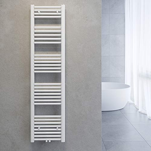 ELEGANT Handtuchtrockner Badheizkörper Mittelanschluss Gerade Weiß 40×160cm | Weiße Ausführung, Mittelanschluss, gerades Design als Handtuchtrockner und Badheizkörper für Badezimmer