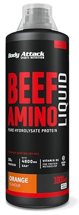 Body Attack Beef Amino Liquid, Orange, 1er Pack (1x 1000ml)