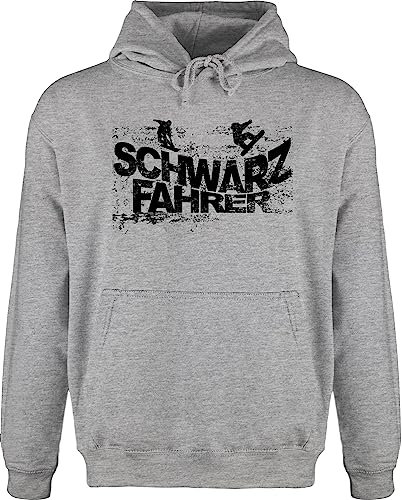 Hoodie Herren Pullover Männer - Skiurlaub Apres Ski - Schwarzfahrer Snowboard - L - Grau meliert - après-ski Party Outfit Skifahren Hoodies après-ski-Pullover Wintersport Skifahrer skioutfit
