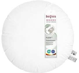 beties - Publik - rundes Feder Füllkissen Ø 50 cm – 580 g Enten- & Gänsefedern – rundes Innenkissen Inlett – waschbares Baumwoll-Inlett – Rundkissen Deko & Sofakissen