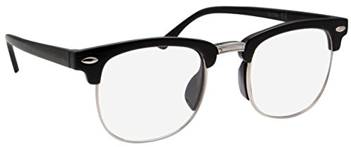 Kids Nerd Glasses Half Frame Clear Lens Geek Costume Children's (Age 3-10) Black/Silver