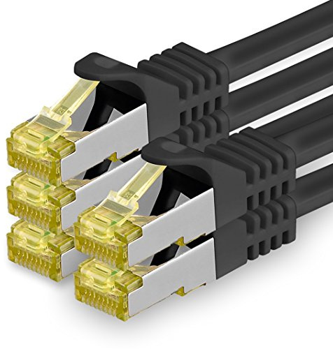 1aTTack.de Câble Réseau Cat7 Cat 7 10 GB/s SFTP - 5x 2m - RJ45 Ethernet LAN DSL Routeur Modem - Noir