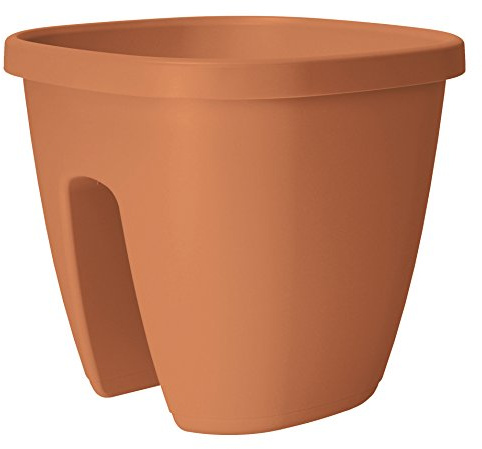 Emsa Geländertopf für den Balkon, 9 Liter, Selbstbewässerungssystem, Terrakotta, City, 517468