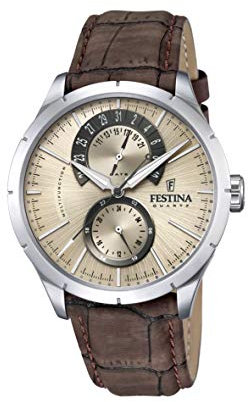 Festina Herren Analog Quarz Uhr mit Leder Armband F16573/9