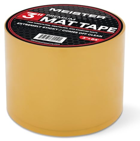 Meister Premium matttejp för brottning, brottning och träningsmattor – klar – 7,6 cm x 25,6 m – 1 rulle