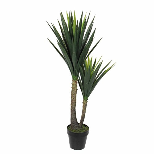 MICA Decorations Artificial Yucca Palm Tree in Plastic Pot Height 120 x Diameter 60 cm