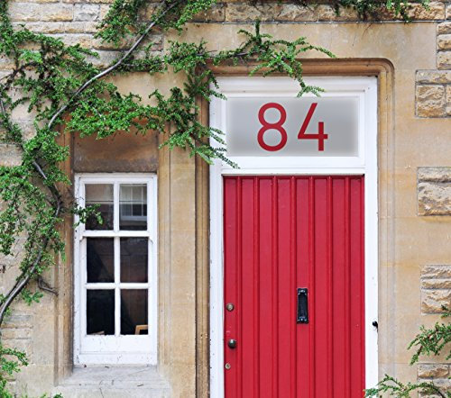Custom Made Personalised Frosted Window Film - customised Coloured House Door Number Printed on to The Film, Door Window Sticker, a Privacy Decorative Glass Covering, Up to (100cm x 100 cm) Sty17