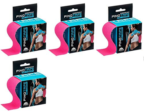 Pinotape 45045 Therapy Kinesiologie Baumwolle Tape 5 cm x 5 m, (Pink - 4er Pack)