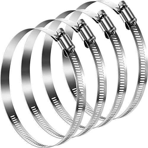 4 Pieces Adjustable 304 Stainless Steel Duct Clamps Hose Clamp (6 Inch)