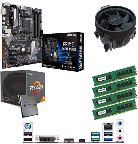 Components4All AMD Ryzen 5 2600X 3.6GHz (Turbo 4.2GHz) Six Core Twelve Thread CPU, ASUS PRIME B450-Plus Motherboard & 32GB 2133MHz Crucial DDR4 RAM Pre-Built Bundle