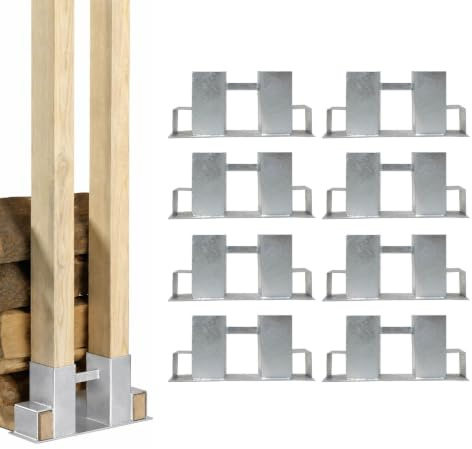 Holzstapelhilfe 8 Stück feuerverzinkt für Kanthölzer 7x7 cm / 4x6 cm | Stapelhilfe Holzstapelhalter Brennholz Kaminholz Gestell Holz