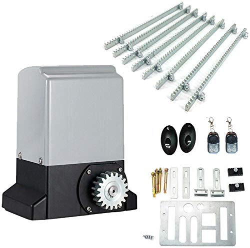 TABODD 750W Automatic Sliding Gate Opener, Electric Sliding Gate Door Operator Hardware Security Set with Infrared Sensor Remote Control & 8pcs Racks