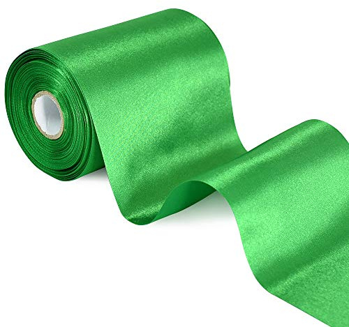 TONIFUL Breit Satinband Farbiges Stoffband für Geschenkband Öffnen des Schleifen Große Öffnung der Bänder Den Stuhl Hochzeit Party Dekoration Valentinstag Weihnachten-Grün 10cm x 20m