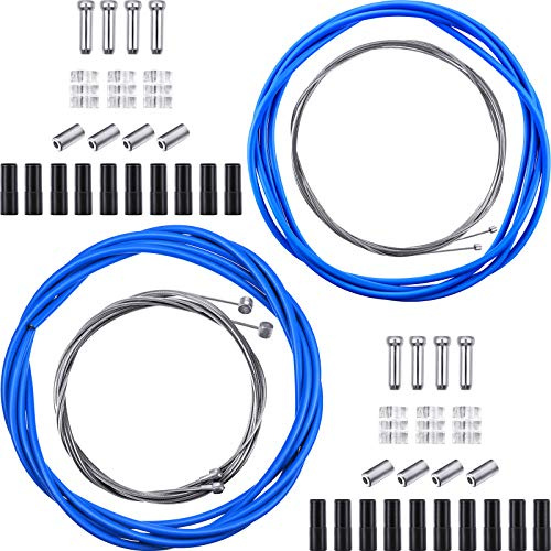 Boao Universal Bike Brake Cable Kit Derailleur Bicycle Shifter Cable Housing Set Transmission Line for Mountain Road Bike Repair(Blue)