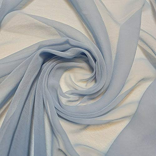 TEXTILE STATION 100% Polyester Moss Crepe Chiffon Sheer Decor Drape Dress Fabric 44 (Pre Cut 1 Meter - Duck Egg)