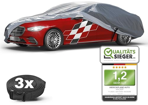 WALSER Premium All Weather Plus car cover, PVC-coated cover, UV-resistant car cover, full waterproof cover in size XL grey