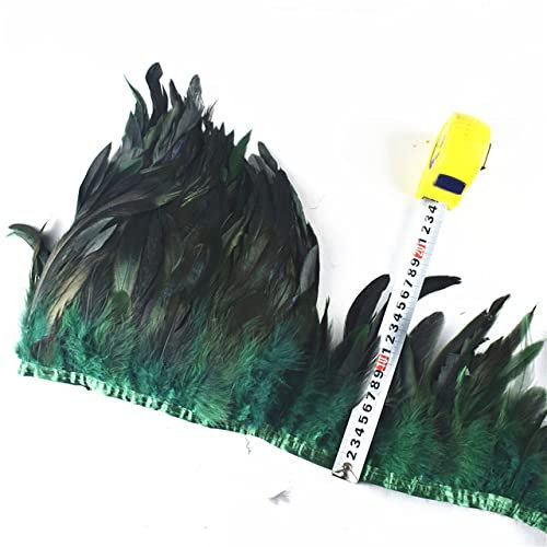 10 Meter/Menge weiß gefärbter Hahn Feder Trim Band Band Rock Fransen Fasan Federn für Handwerk DIY Schmuck Kleidung-Dunkelgrün