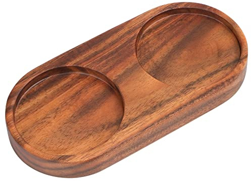 Salt- och pepparkvarnsbricka, akacia träbricka, pepparkvarn hållare och vila (inre 5,8 cm) passar VanlonPro 8 tum eller 10 tum kvarnar och shakers salt- och pepparkvarn tillbehör köksförvaringshållare