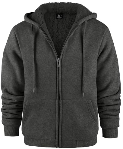 JACKETOWN Herren Kapuzenpullover Sweatshirt Reißverschluss Sweatjacke Gefüttert Hoodie Warm Fleece Winterjacke Teddyfutter Fleecejacke mit Kapuze