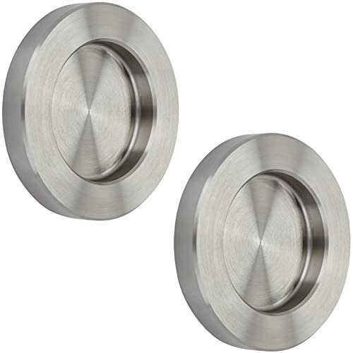 SOTECH 2 Stück Schiebetürgriffe NALA Griff-Ø: 70 mm zum Aufkleben mit UV-Kleber Möbelgriffe echt Edelstahl Muschelgriffe für Glas-Türen & Zimmertüren Griffmuschel zum Aufkleben Glastürgriffe