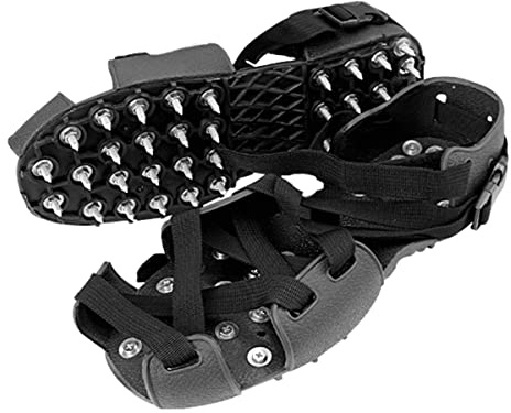 32-zähnige Anti-Rutsch-Eiskrallen, verstellbare gebündelte Eis-Steigeisen, hochfeste Stahl-Eisstollen, Eis-Traktions-Spikes-Greifer für Schuhe und Stiefel für Schnee und Eis-Schlamm-Straßen-Wandern (1