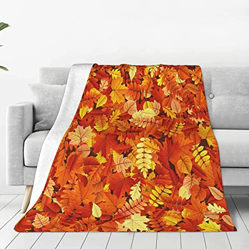 FIBITA Kuscheldecke 3D Ahornblatt Flanell Fleecedecke 180x200 Pflanze Herbst Wohndecke Muster Sofadecke Couchdecke Tagesdecke Flauschig Weiche Mikrofaser, für Bett & Sofa