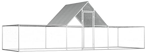 HOMIUSE HüHnerstall Winterfest Hühnerstall Verzinkter Stahl Meerschweinchen Haus HüHnerhaus KleintierkäFig Chicken Run HüHnerhaus Winterfest HüHnergehege Enten, GäNse, Kaninchen 6x2x2 m Mitteltür