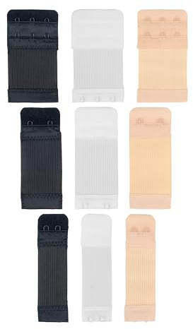 Bekväm bh-förlängare, 5 delar, set i storlek S med färg svart, vit och beige, rad med 2 krokar, bh-förlängare, bh-fästförlängare, bh-förlängare, graviditetshakförlängare