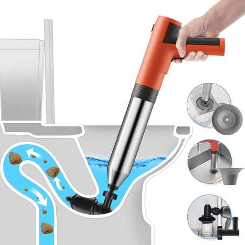 Tohomes Electric Toilet Plunger,Toilet Plunger Heavy Duty,Drain Snake Clog Remover Tools,High Pressure Air Drain Blaster Heavy Duty Plunger For Toilet,Bathroom,Floor Drain,Sewer,Kitchen Clogged