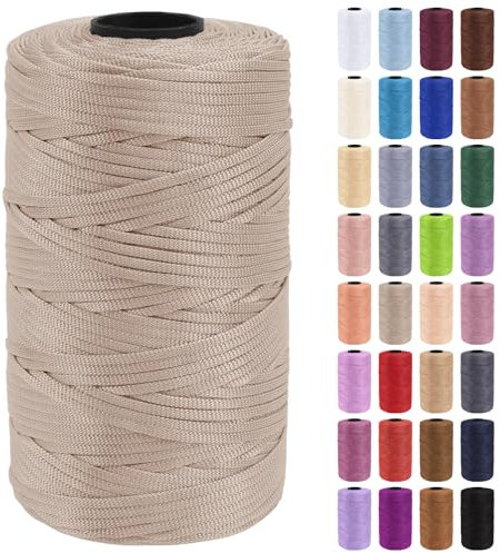 Uiopa Macrame Cord 3mm x 200m Polypropylene Flat Macrame String Crochet Yarn for Handbags, Shopping Bags, Sun Hats, Shoes, Carpets, DIY Crafts, Decorative Projects