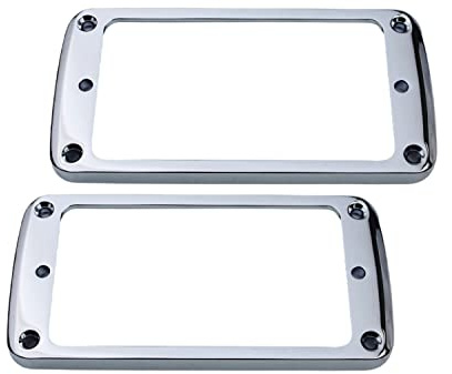 Guyker Lot de 2 coques plates en métal pour humbucker, ensemble d'anneaux de montage pour micro – Cadre de rechange pour guitare électrique ou basse de précision (PR005 Chrome)