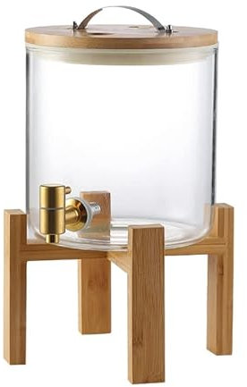 Brocca per Acqua Fredda da 5 Litri con Rubinetto Dispenser per Bevande in Vetro Barattolo per Bevande in Vetro Secchio per Bevande Self-Service Barattolo per tè Solare con Coperchio