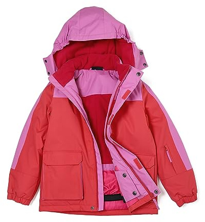 YINGJIELIDE Girl's Waterproof Ski Jacket,Kids Outdoor Snowboarding windproof Jacket,Fleece Lined Hooded,Warm Winter Snow Coat 9-10 Years
