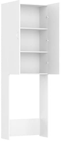 Tidyard Scaffale Salvaspazio per Lavatrice, Mobile Bagno con Ripiani, Bianco 64x25,5x190 cm
