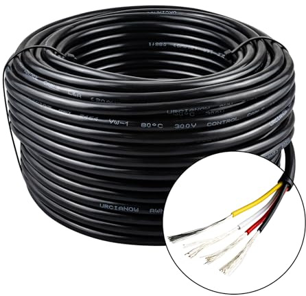 URCIANOW 20AWG 4 Core 0.5mm Cable 30M Low Voltage Electrical Wire | Long Run 30M 4 Core Cable Flexible, 0.5mm² Stranded Tinned Copper, for Caravans, Boats & Large Area LED Installations, UL2464