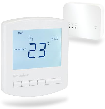 Heatmiser Slimline RF V3 Kit Wireless Programmable Thermostat and Heatmiser RF Switch V2 Receiver Bundle