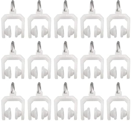 TA-VIGOR 50Pcs Plastic Twin Wheeled Curtain Rail Track Rollers, Silent Curtain Rail Gliders