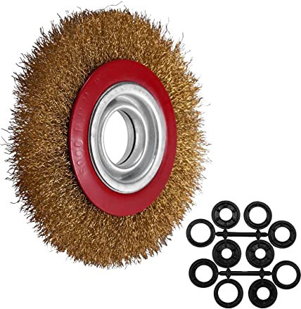 BomDog Roue de Polissage, Roue de Brosse Métallique Pour Meuleuse D'Établi + Anneaux D'Adaptation Réducteurs, 6 Pouces 150Mm