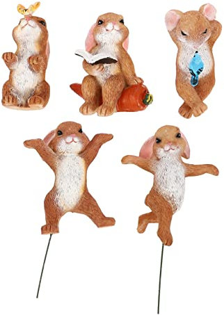Gogogmee 5stücke Garten Dekoration Kaninchen Ornament Kunstharz Handwerk Hasen Für Garten Balkon