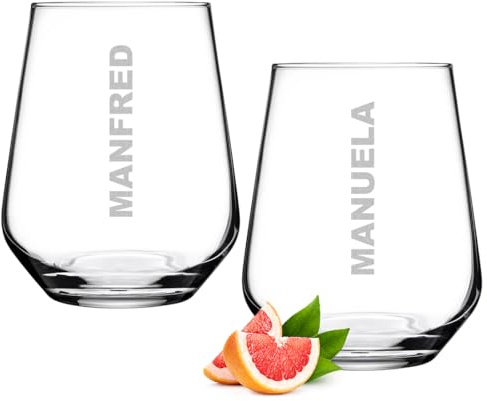 polar-effekt Wasser Trinkglas 425 ml 2er-Set mit Gravur - spülmaschinenfeste Gläser - Wasserglas für Saft, Smoothies und Cocktails - ideal als Geschenk