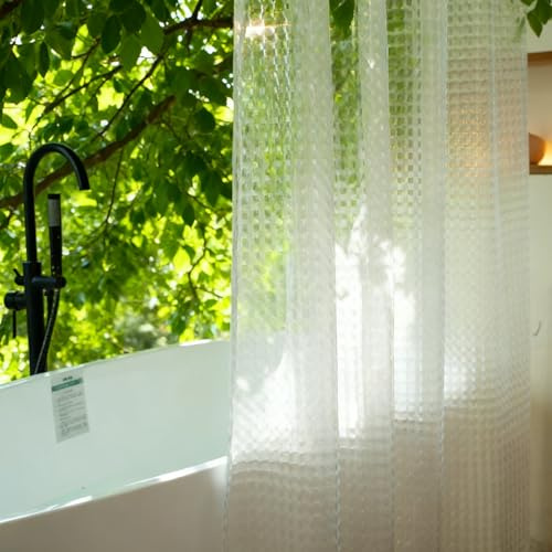 Tonnali Duschvorhang 180x200 Anti-Schimmel mit 3 starken Magneten & 6 kostenlosen Magnetclips für Leckschutz, Eva Heavy Duty Kunststoff transparent Duschvorhang für Badewanne, 3D Cat Eye