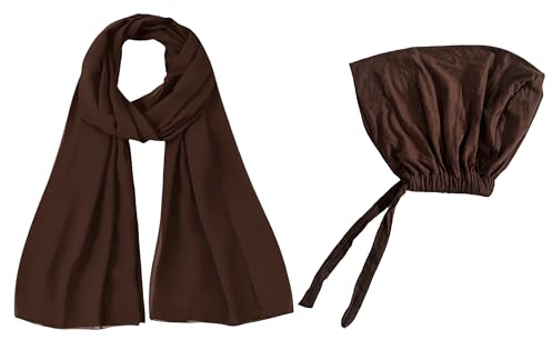 Lina & Lily Hijab & Undercap Set, Chiffon Muslimischen Kopf Schal, Jersey Tie-Back Innenkappe